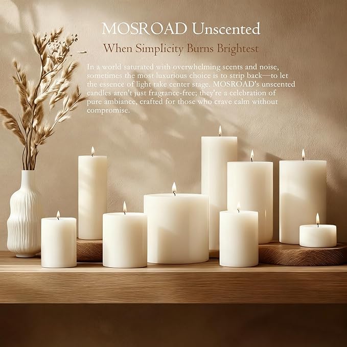 2.8x8 Inch 100 Hours White Pillar Candles, 6 Pack, Long Burning Unscented Tall Pillar Candles, Large Candle for Holiday Decor, Home Decor, Emergency and Events,Dripless & Smokeless