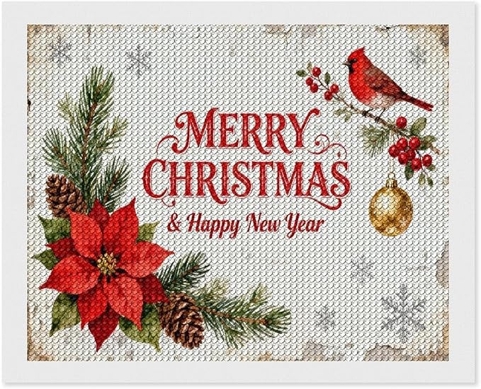 AIVKIEJK Diamond Painting Kits for Adults - Merry Christmas & Happy New Year Painting DIY 5D Full Drill Diamond Dots Paintings with Diamonds Gem Art and Crafts Home Decor 16"x20"