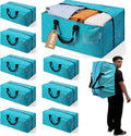 WORKPRO 8 Pack Extra Large Moving Bags with Zippers & Carrying Handles Backpack Straps, Heavy-Duty Storage Tote for Space Saving Moving Storage (Blue)