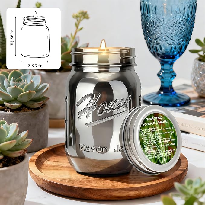 Scented Candle Smoke Gray Sands Scented, Classic 22oz Large Jar Single Wick Candle, Over 110 Hours of Burn Time, Perfect for Creating Relaxing Atmosphere (Vanilla World)