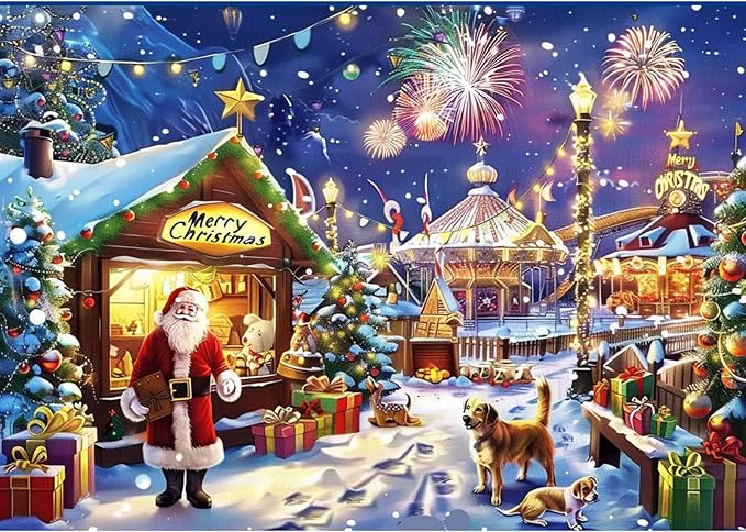 Skyboda Christmas Diamond Art Kits for Adults Beginners, Christmas Eve Landscape Diamond Painting Kits for Adults,5D Full Drill DIY Diamond Dot Gem Art Kit Wall Home Decor Arts Craft 12x16 inch