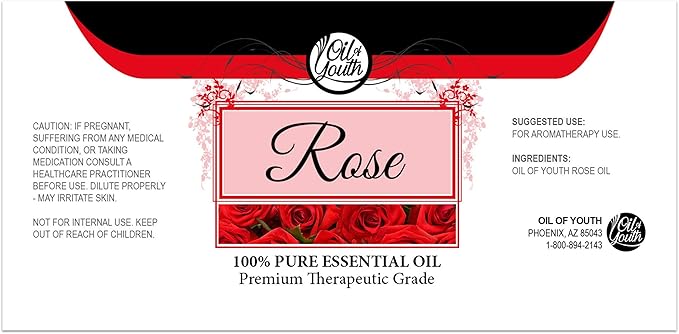 Oil of Youth Essential Oils Rose Essential Oil, 8 Fluid Ounces – Pure Aromatherapy Grade