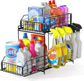 SUEH DESIGN Under Sink Organizer, 2 Tier Bathroom Cabinet Organizer Metal Kitchen Sink Organzier with Hanging Rail for Kitchen Bathroom Organization and Storage, 1 Pack