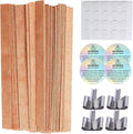 CoguZed 50-Piece Wooden Candle Wicks with Iron Stand and Glue Dots (Suitable for Paraffin and Soy Wax)
