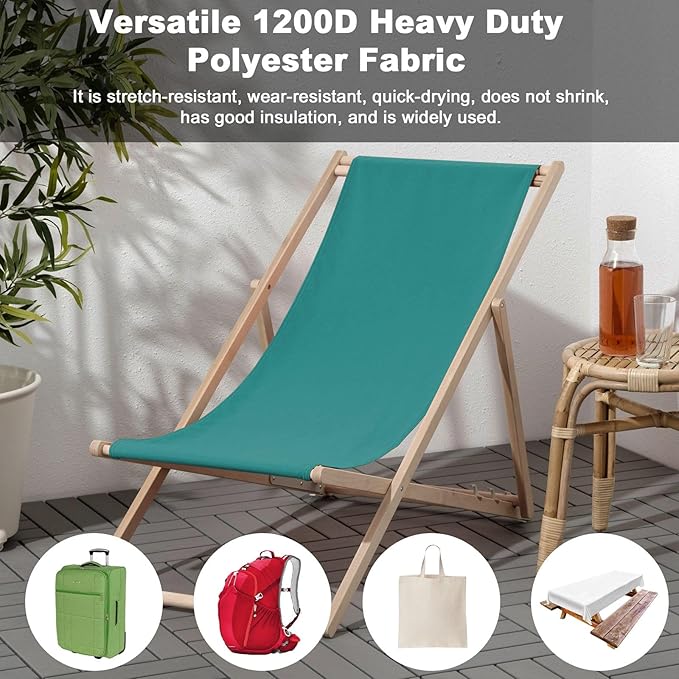 Thickened Waterproof Canvas Fabric by The Yard 1200D 58" W Outdoor Upholstery Material Heavy Duty Fabric Water Resistant Sewing Material for Chair Patio Cushion Purse Bag 3 Yard Teal