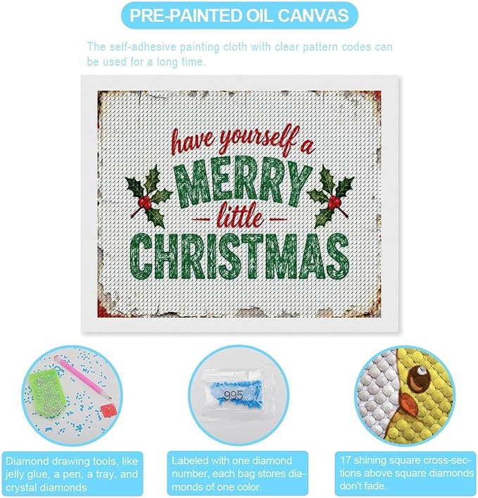 AIVKIEJK Diamond Painting Kits for Adults - Merry Christmas Santa Painting DIY 5D Full Drill Diamond Dots Paintings with Diamonds Gem Art and Crafts Home Decor 16"x20"