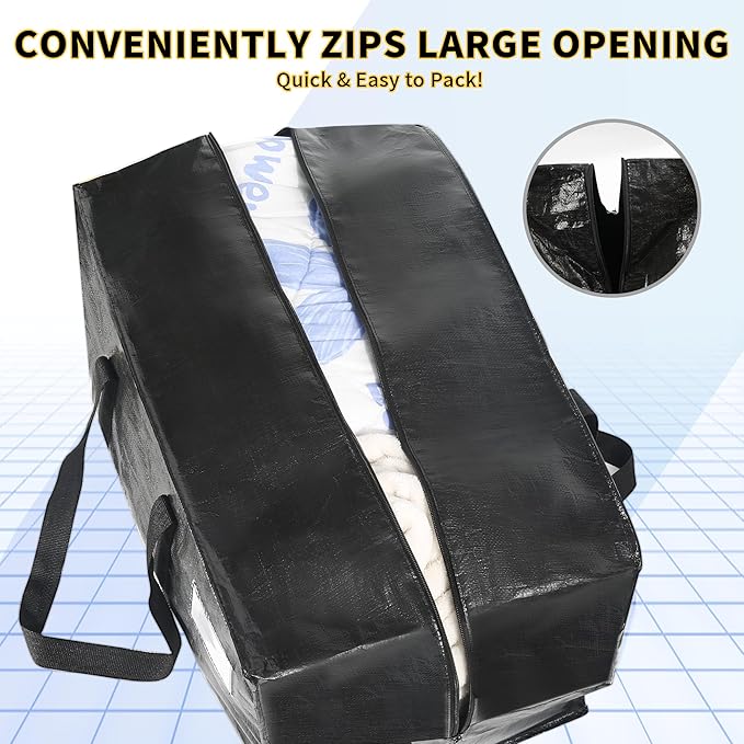 Heavy Duty Extra Large Moving Bags,96 Gallon Jumbo Packing Bags,Huge Moving Storage Bags with Strong Zippers & Carrying Handles,Reusable Big Moving Storage Bags for College Dorm Travel 2Pack