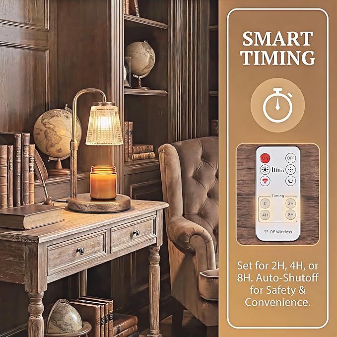 Candle Warmer Lamp with Timer & Dimmable,Wireless Remote Control Candle Warmer, Height Adjustable Wax Warmer Lamp for Jar Candles,Gifts for Women/Mom,Modern Home Decor. (Bronze)