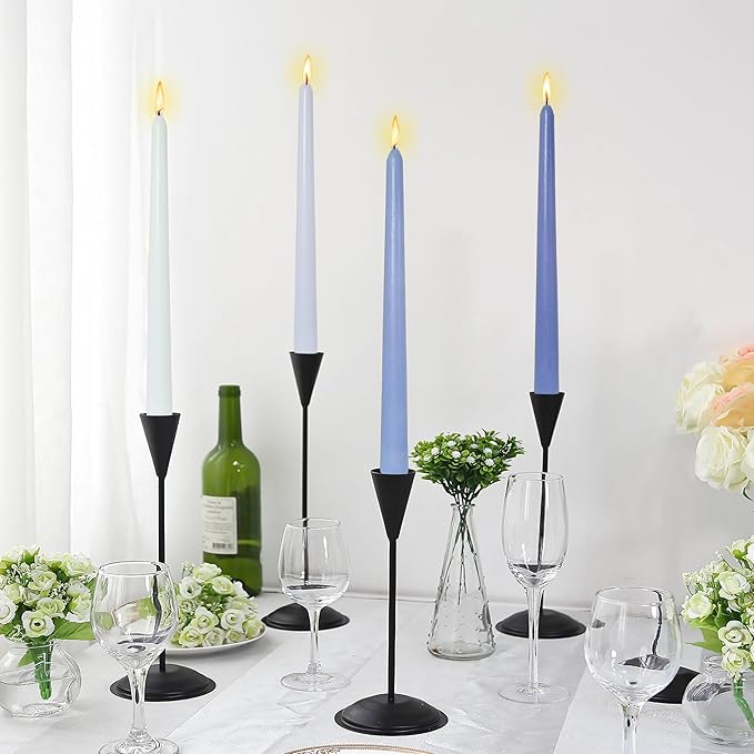 Handmade Gradient Blue Sea Salt Scented Taper Candlesticks Long Lasting Smokeless Aromatherapy Candles 10 Inch Tall Elegant Candles for Home Decoration Wedding Party Gift