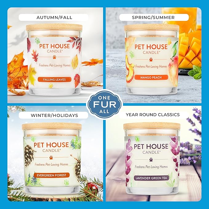 Pet House Candles, Clean Long-Lasting Pet Odor Candles for Home, Plant-Based, 60 Hour Burn Time - Lemon Cupcake, 9 oz, 2 Pack