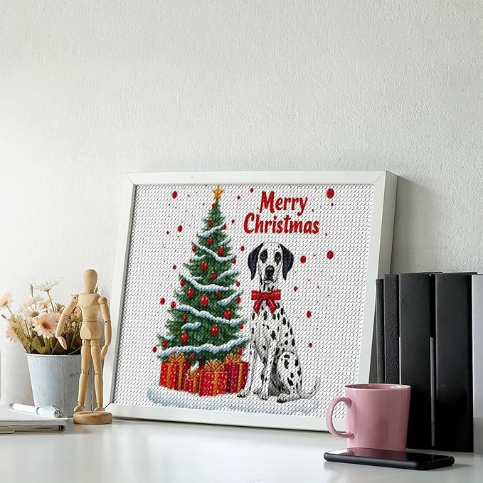 AIVKIEJK Diamond Painting Kits for Adults - Christmas Joyful Canine Holiday Painting DIY 5D Full Drill Diamond Dots Paintings with Diamonds Gem Art and Crafts Home Decor 16"x20"