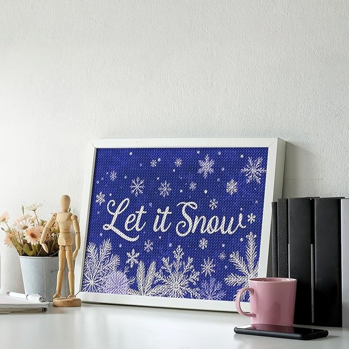 AIVKIEJK Diamond Painting Kits for Adults - Festive Snowflake Christmas Let It Snow Painting DIY 5D Full Drill Diamond Dots Paintings with Diamonds Gem Art and Crafts Home Decor 12"x16"