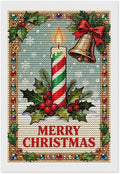 AIVKIEJK Diamond Painting Kits for Adults - Merry Christmas Candle & Holly Accents Painting DIY 5D Full Drill Diamond Dots Paintings with Diamonds Gem Art and Crafts Home Decor 8"x12"