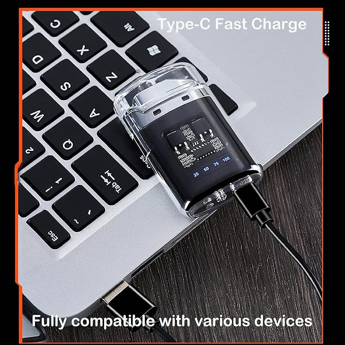 Advanced Small Electric Lighter Double Arc Flameless Rechargeable Windproof with Transparent Shell and LED Display,Silver-Black Color