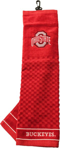 Team Golf NCAA Ohio State Buckeyes Embroidered Golf Towel Embroidered Golf Towel, Checkered Scrubber Design, Embroidered Logo