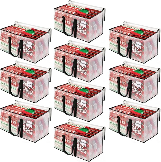 BlissTotes Clear Moving Bags Heavy Duty, 76L Extra Large Storage Bags with Zipper & Reinforced Handles, Waterproof PP Moving Totes for Clothes, Bedding, Comforters, Space Saving Storage (10 Pack)