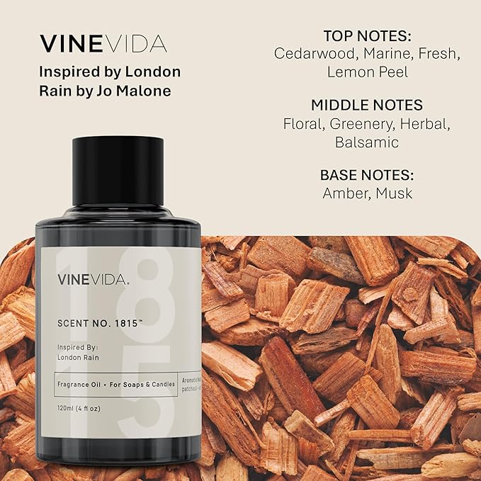 VINEVIDA [10mL] London Rain Fragrance Oil for Candle Making - Natural Candle Oil Scents - Soap Making Essential Oil - Made in USA
