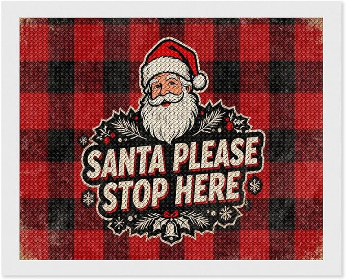 AIVKIEJK Diamond Painting Kits for Adults - Christmas Santa Please Stop Here Painting DIY 5D Full Drill Diamond Dots Paintings with Diamonds Gem Art and Crafts Home Decor 16"x20"