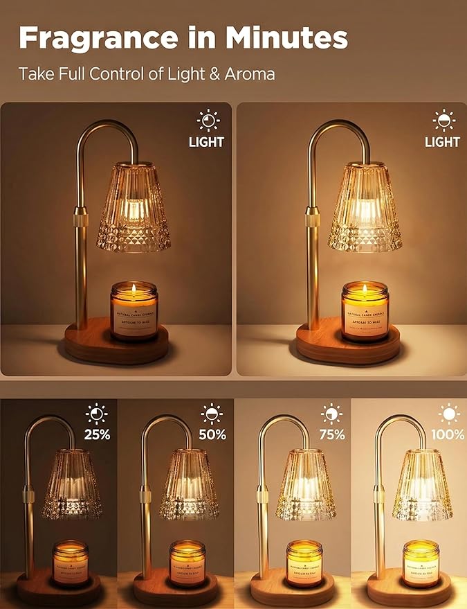 Candle Warmer Lamp with Timer Dimmable 2PCS, Height Adjustable Candle Lamp Warmer for Jar Candles, Housewarming Gift, Birthday Mother's Day Valentines Gifts for Women Mom Wife Bedroom Home Room Decor