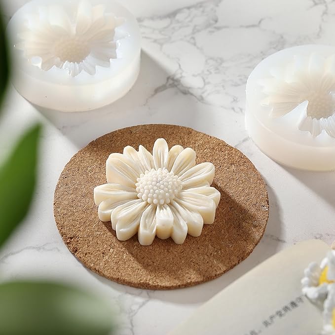 Daisy Flower Silicone Candle Mold, Moldes para Velas for Candles, Handmade Soaps, Bath Bombs, Lotion Bars, Resin Crafts, Concrete Decorations