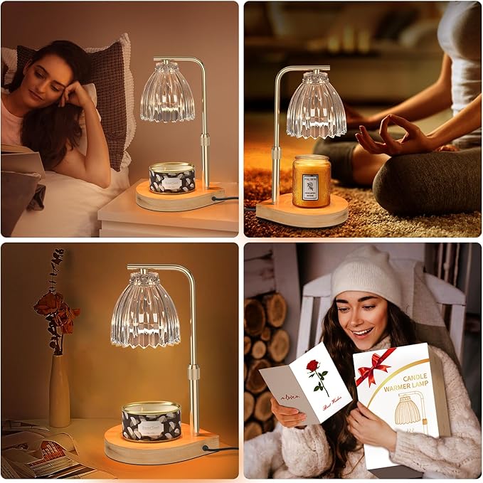 Birthday Gifts for Women Candle Warmer Lamp with Adjustable Height, Timer & Dimmer, Birthday Gifts for Women, Elegant Gift Box & Greeting Card, Candle Lamp with 2 Bulbs for Home Decor/Bedroom/Office