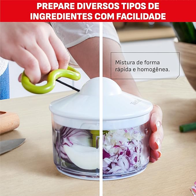 Tefal K13704 Manual Chopper Neo, 16.9 fl oz (500 ml), Washable Lid, Unique Double Twisted Blade