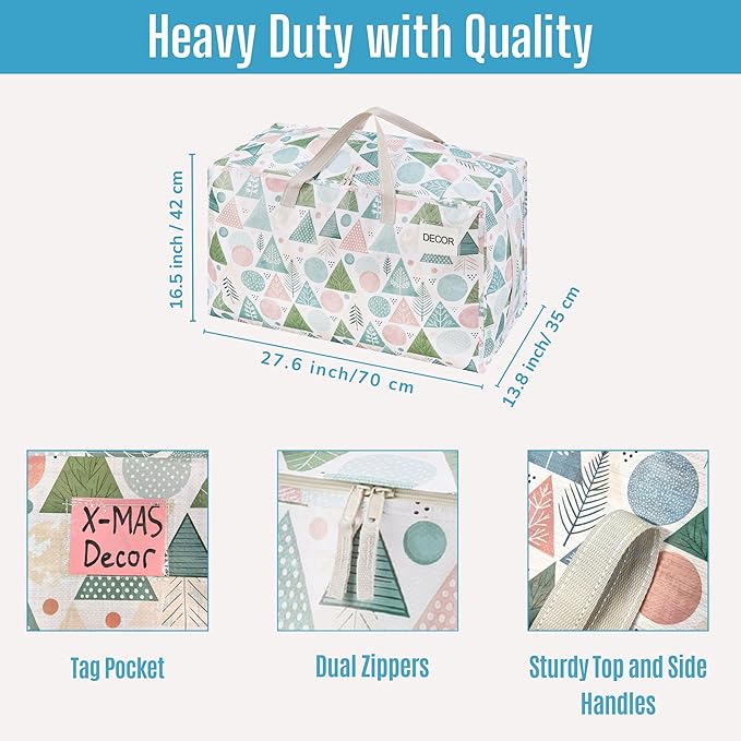 VENO 2 Pack Extra Large Heavy Duty Moving Bags with Wide Opening & Reinforced Handles, Reusable Storage Tote Bags with Strong Zippers for Clothes, College Dorm Essentials & Moving Supplies