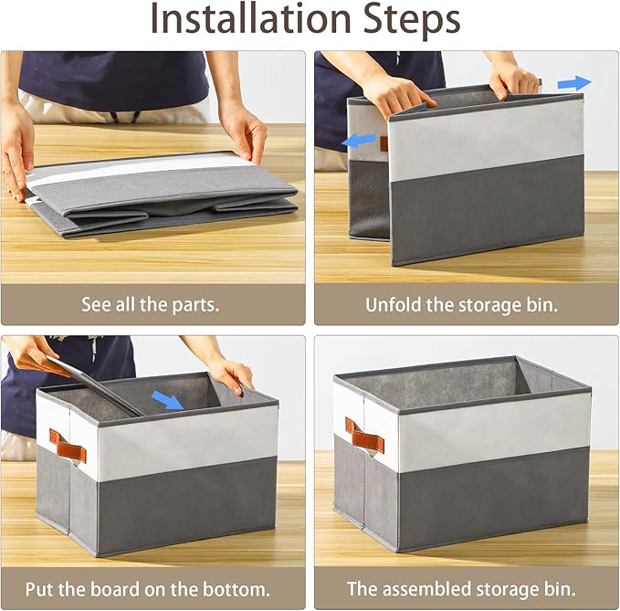 8 Pack Large Storage Bins with Handle,Collapsible Storage Basket for Shelves,Fabric Closet Organizer for Organizing Clothes Blanket,Decorative Dorm Organizers and Storage