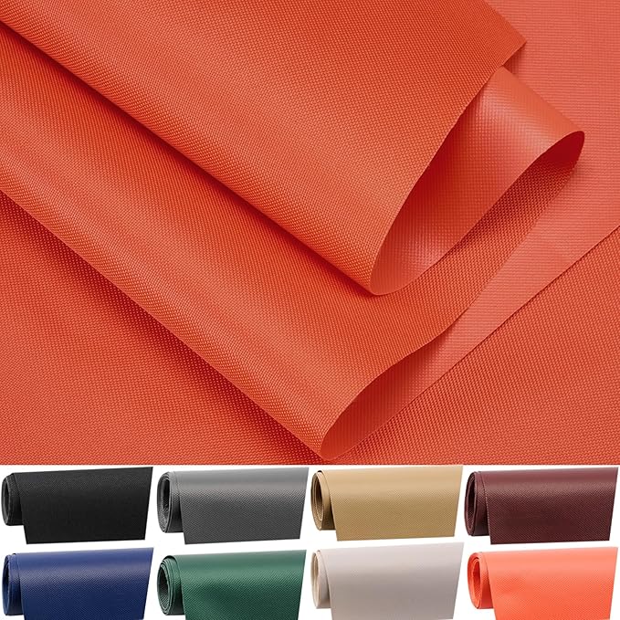 Waterproof Canvas Fabric by The Yard 60" W 600 Denier PVC Backing Water Repellent Polyester Upholster Fabric Material for Indoor Outdoor Marine Awning Tent Craft DIY(1 Yard, Orange)