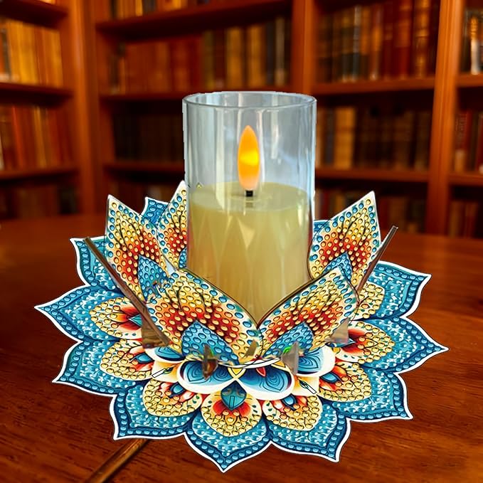 5D DIY Diamond Art Painting PVC Flower Candle Holders Tealight/Tea Light/Votive Candle Holder, for Table Centerpiece Home Décor Party Wedding Dinning-Flower-11