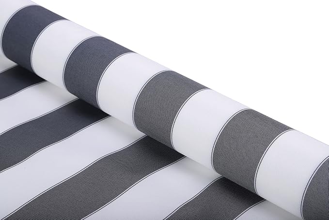 Stripe Canvas Awning Fabric Waterproof Outdoor Fabric 60" Black/White (1 Yard)