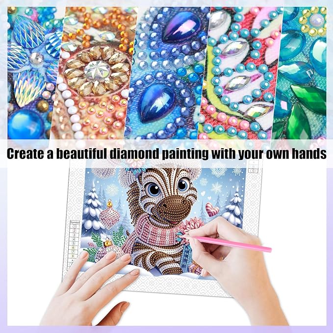 antor Diamond Art Painting Kits for Adults Christmas Zebra, 5D Special Shape Diamond Art Kits for Beginners, Crystal Rhinestones Diamond Art Painting for Home Wall Christmas Decoration Gift 12×12inch