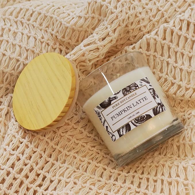 Aronica Fall Candle - Pumpkin Chai & Vanilla Scent, Room Decor Aesthetic, Cinnamon Spice White Candle for Home