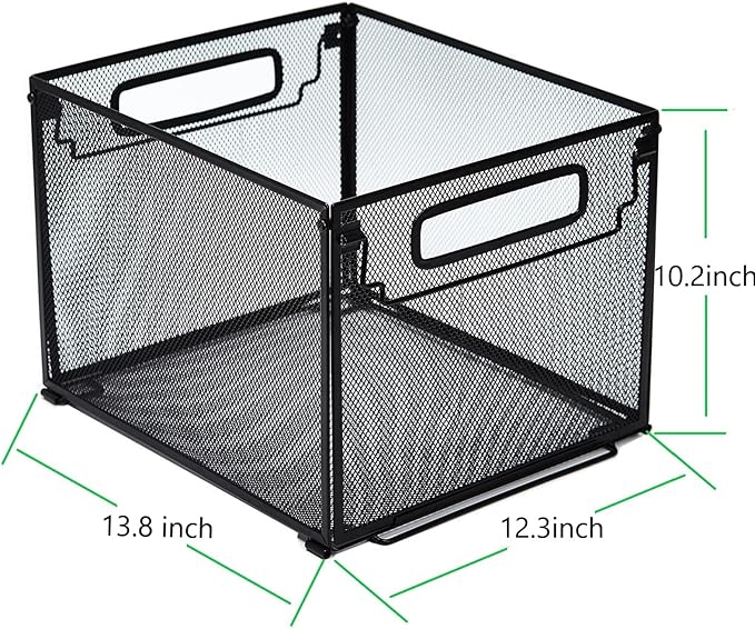 SETTFRFE 2 Pack File Organizer,Metal File Crates for Hanging Folders,Hanging Folder Organizer,Letter Size, Black
