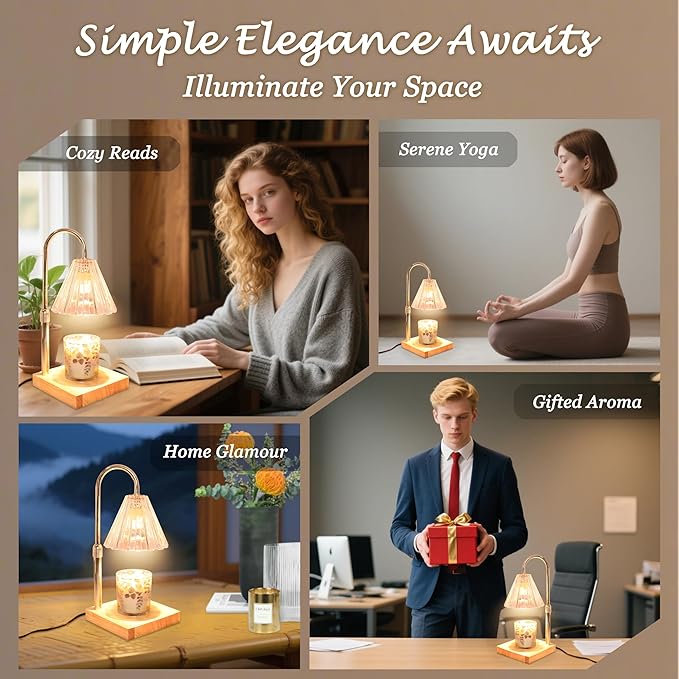Candle Warmer Lamp with Electric Timer Dimmer Adjustable Height, Room Decor Scented Wax Melt House Warming Idea Useful, Gifts for Women Who Have Everything Mom Men