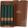 Root Candles 4-Count Unscented Dinner Candles Dripless Beeswax Enhanced Grecian Collenette Boxed Candle Set, 9-Inch, Dark Green