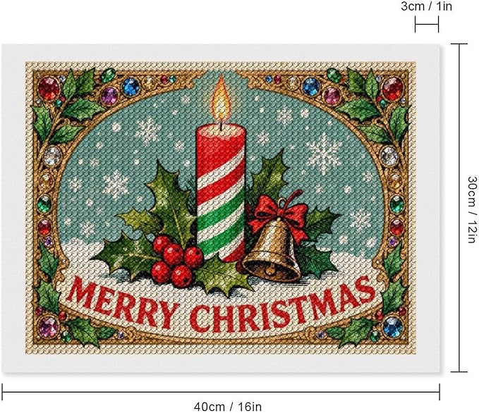 AIVKIEJK Diamond Painting Kits for Adults - Merry Christmas Candle & Holly Accents Painting DIY 5D Full Drill Diamond Dots Paintings with Diamonds Gem Art and Crafts Home Decor 12"x16"