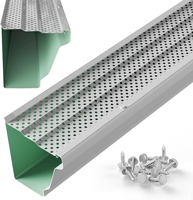 5" Gutter Guards Leaf Protection, Domestic Aluminum Gutter Covers 5 Inch (200 Feet, High-Gloss White)