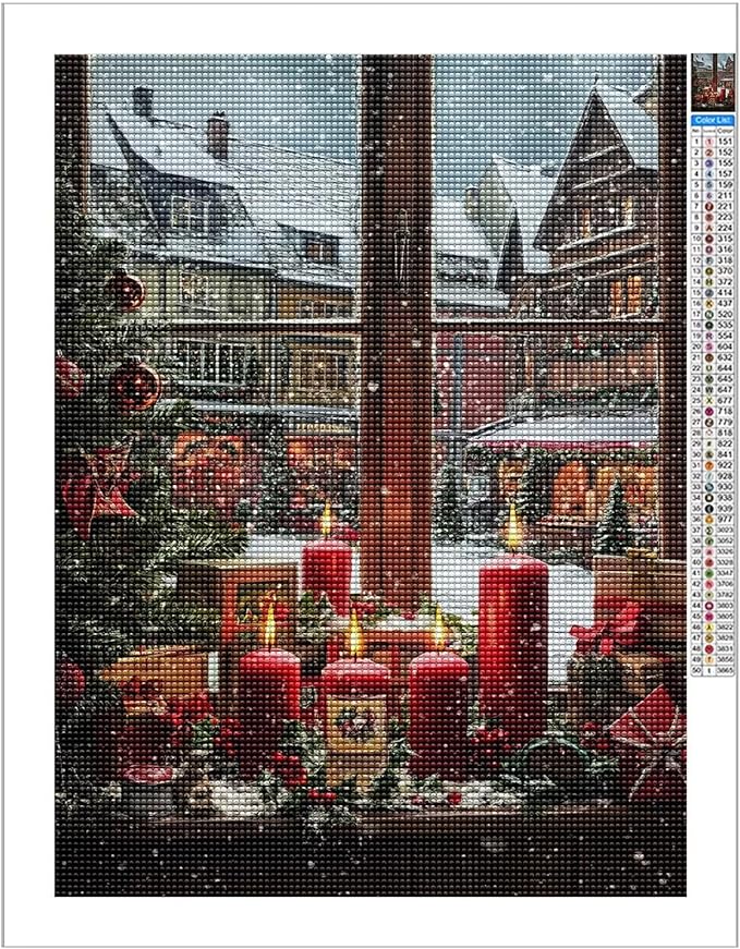 TMOLZ Winter Wonderland Diamond Art Kit, DIY Candlelight Landscape Painting, Dreamy Wall Mural for Home/Office - 16x24 Inch