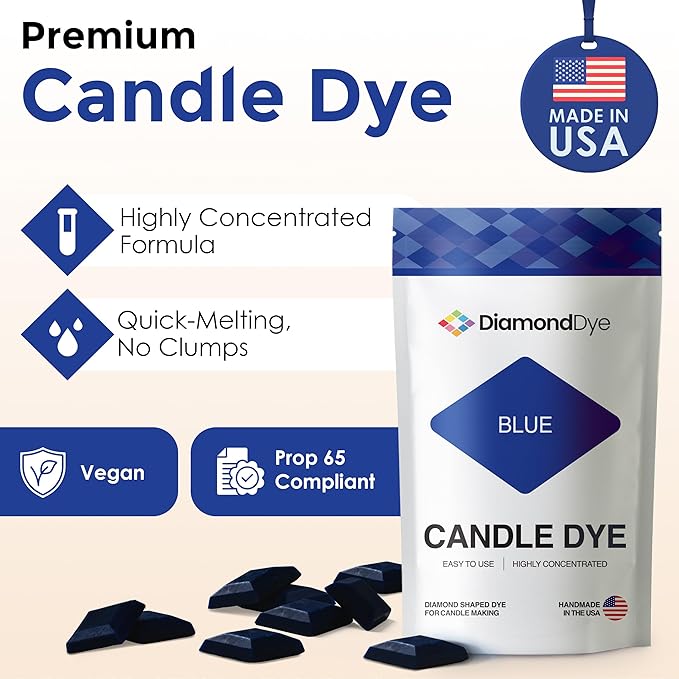 Blue Candle Dye - Made in The USA - Premium Colorants - Highly Concentrated - Popular Colors for Paraffin or Soy Wax - Great for Professionals or Hobbyist - 10 Dye Chips