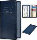 HerriaT Car Registration and Insurance Card Holder - Leather Vehicle Glove Box Automobile Documents Paperwork Wallet Case Organizer for ID, Driver's License, Key Contact Information Cards - Men&Women