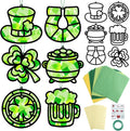 Qyeahkj 36 Set St. Patrick's Day Suncatchers Crafts for DIY Shamrock Window Tissue Paper Craft Kit Hanging Decor for St. Patrick's Day Home Activity Art Project Birthday Party Favor