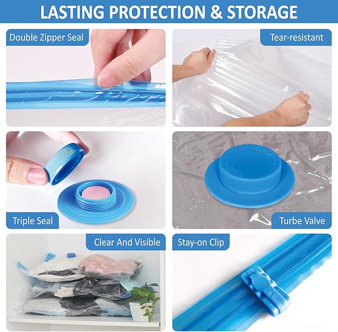 Cozy Essential Travel Vacuum Storage Bags with Rechargeable Cordless USB Pump, Space Saver Bags for Luggage, Suitcase, Carry-On, for Clothes, Blankets, Bedding & Seasonal Storage,10 Combo