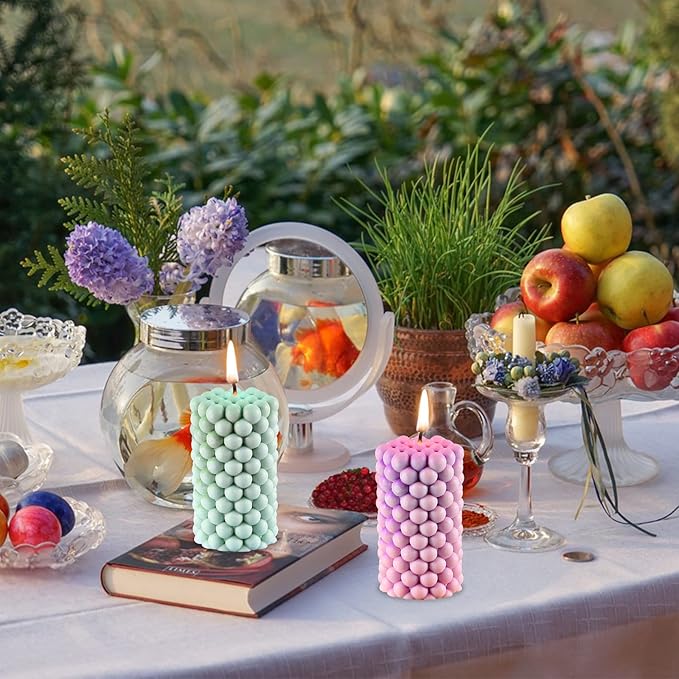 Cylinder Silicone Candle Molds Pillar Cube Bubble Geometric Ball Resin Casting Moulds for Resin Wax Making Polymer Clay DIY Craft