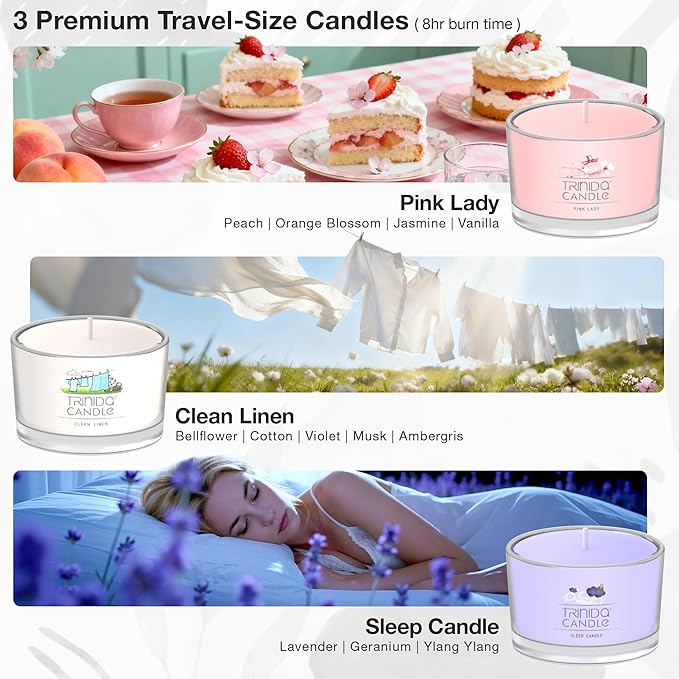 TRINIDa Scented Candles 120Hrs, Soy Candles for Home Scented, Aromatherapy Candle Set, Lavender Candle Gifts for Women Birthday