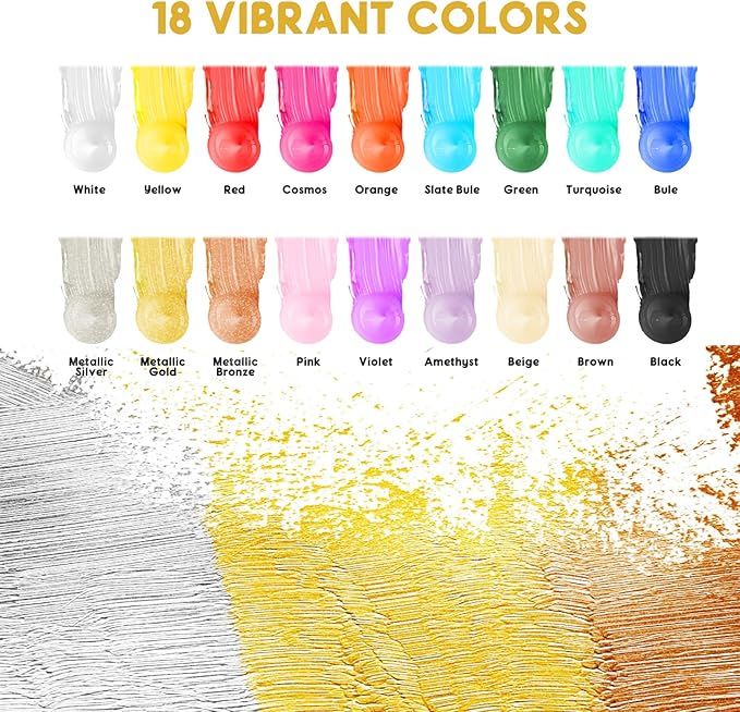 VVF Candle Painting Kit, 18-Color Candle Wax Pens (3 Metallics) with Sponge & Sticker Stencils, Great for Candle Making, DIY Crafts, Holiday Gifts & Kids Painting((10ml*18)