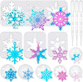LSLYHTC 13Pcs Snowflake Silicone Resin Mold, Christmas Ornament Molds with 3 Straws, Epoxy Resin Mold SnowflakeResinMolds for Ornament, DIY Christmas Gift and Jewelry Pendant Decoration