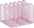Simple Trending Mesh Desktop File Sorter Organizer, 5-Section Bookshelf for Desk Home Office, Pink