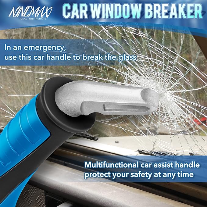 NINEMAX Car Door Handle for Elderly Car Handle Assist Support, Auto Grab Handles, Portable Car Door Cane for Seniors, Handicap (Black, Blue 2 pcs)