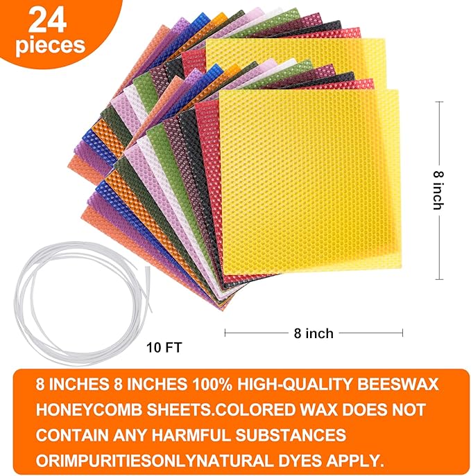 Thleunei Beeswax Sheets for Candle Making - Beeswax Candle Making Kit for Kids-Christmas Candle Making Kit for Adults-Candle Rolling Kit DIY Candle Maker - Candle Starter Kit Beeswax Candle Kit